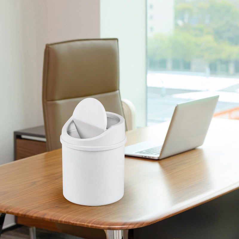 Eagrye 0.5 Gallon Tiny Desktop Trash Can, Mini Garbage Can with Swing Lid, White - Image 4